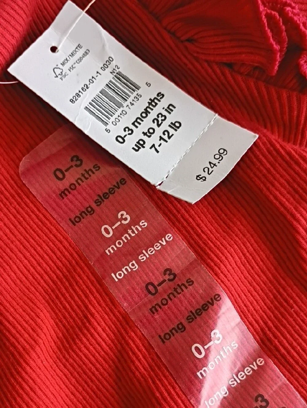 GAP Red Ruffle-Trim Ribbed Long Sleeve Top